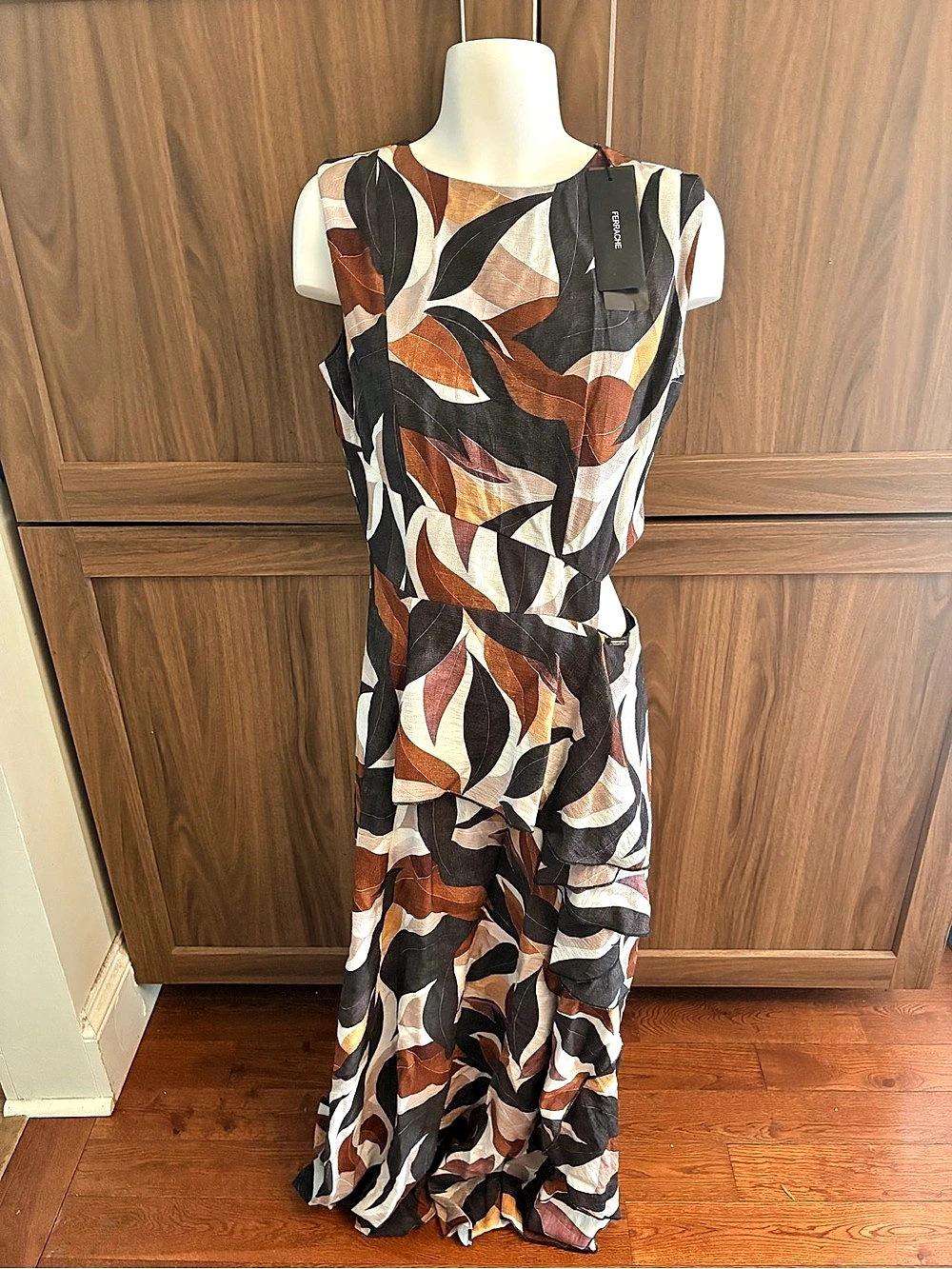 Ferrache Vestido 14671 Abstract Print Maxi Dress Size Medium NWT